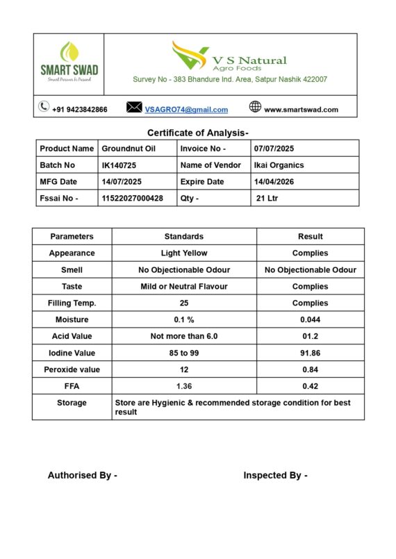 Organic Groundnut Oil | Cold Pressed | Wood Pressed | Unrefined | 500ml