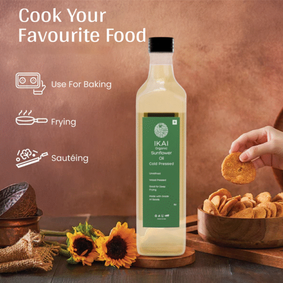 Organic Sunflower Oil | Cold Pressed | Wood Pressed | Unrefined | 1000ml