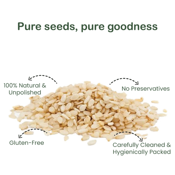 Organic White Sesame Seeds | Safed Til | Healthy Seeds | Good Fats | 100g