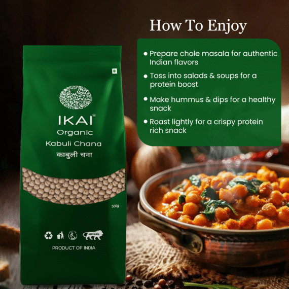 Organic Kabuli Chana | White Chickpea | Natural Protein Foods | 500g