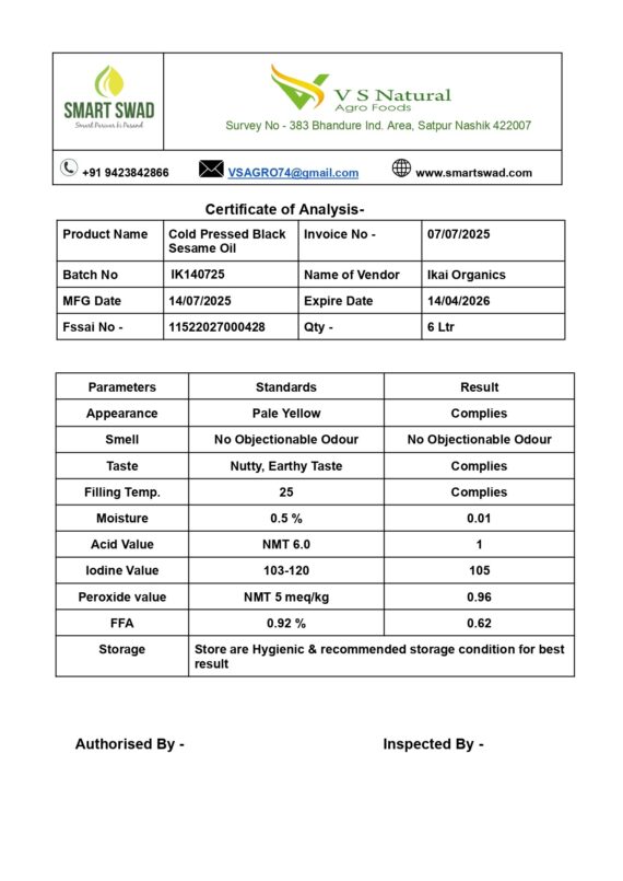 Organic Sesame Oil | Cold Pressed | Wood Pressed | Gingelly Oil | 500ml