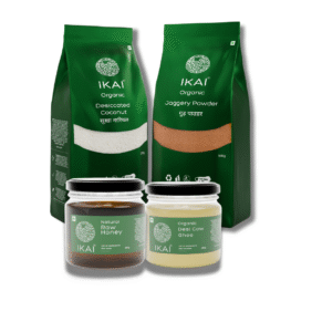 Navratri Bhog Combo- Desiccated Coconut (Sukha Nariyal), Organic Jaggery Powder(Gud), Raw Honey, Organic Desi Cow Ghee